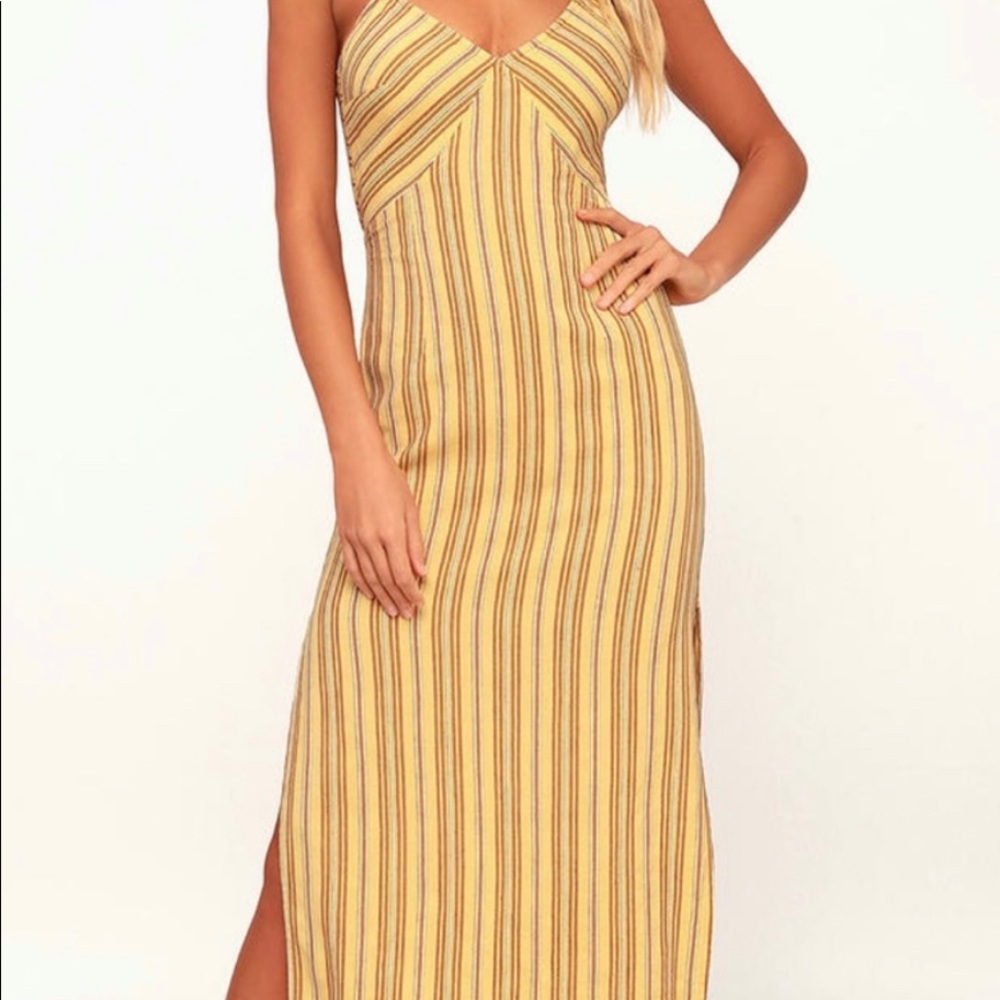 Amuse Society White Sands Yellow Striped Dress / New with Tags! / Size Small
